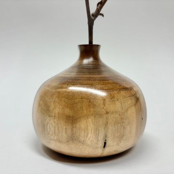 Pot de brindilles, pot de mauvaises herbes, vase tourné en bois, vase à fleurs sèches, bois récupéré