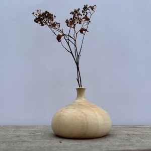 Wood Turned Maple Vase: Rustic Twig Pot for Dried Flowers