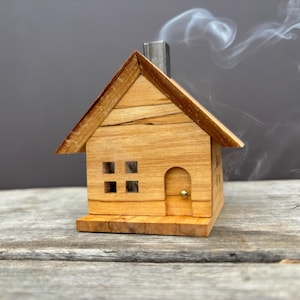 Cabin incense burner made from salvaged wood