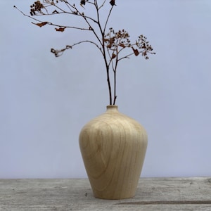 Vaso in legno d'acero tornito: vaso rustico in ramoscelli per fiori secchi