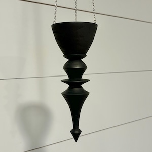 Wood Turned Hanging Tea Light Holder: Black India Ink Finish