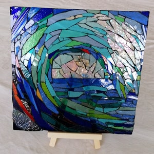 Tableau mosaïque vague transparent multicolore pour exposer sur le chevalet mosaïque image 4