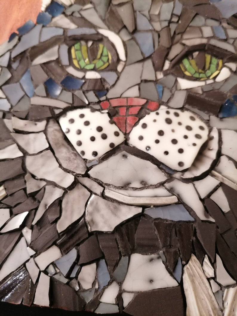 Tableau mosaïque chat gris pour accrocher sur le mur mosaïque image 5