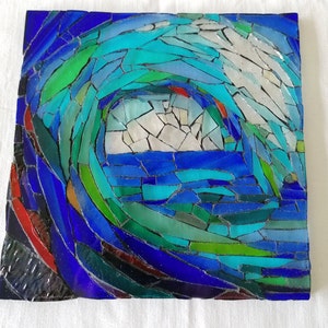 Tableau mosaïque vague transparent multicolore pour exposer sur le chevalet mosaïque image 2