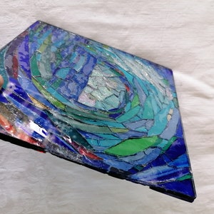 Tableau mosaïque vague transparent multicolore pour exposer sur le chevalet mosaïque image 7