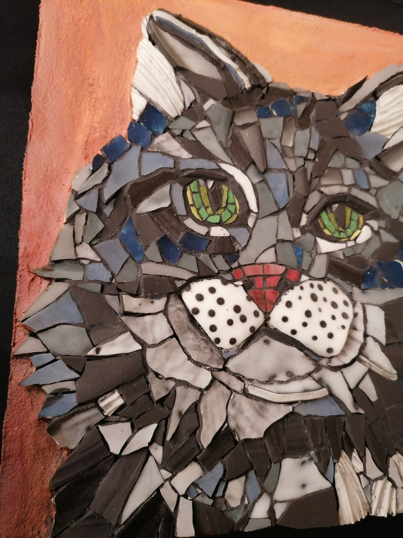 Tableau mosaïque chat gris pour accrocher sur le mur mosaïque image 9