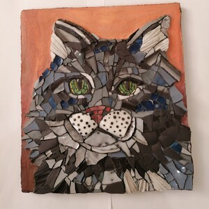 Tableau mosaïque chat gris pour accrocher sur le mur mosaïque image 2