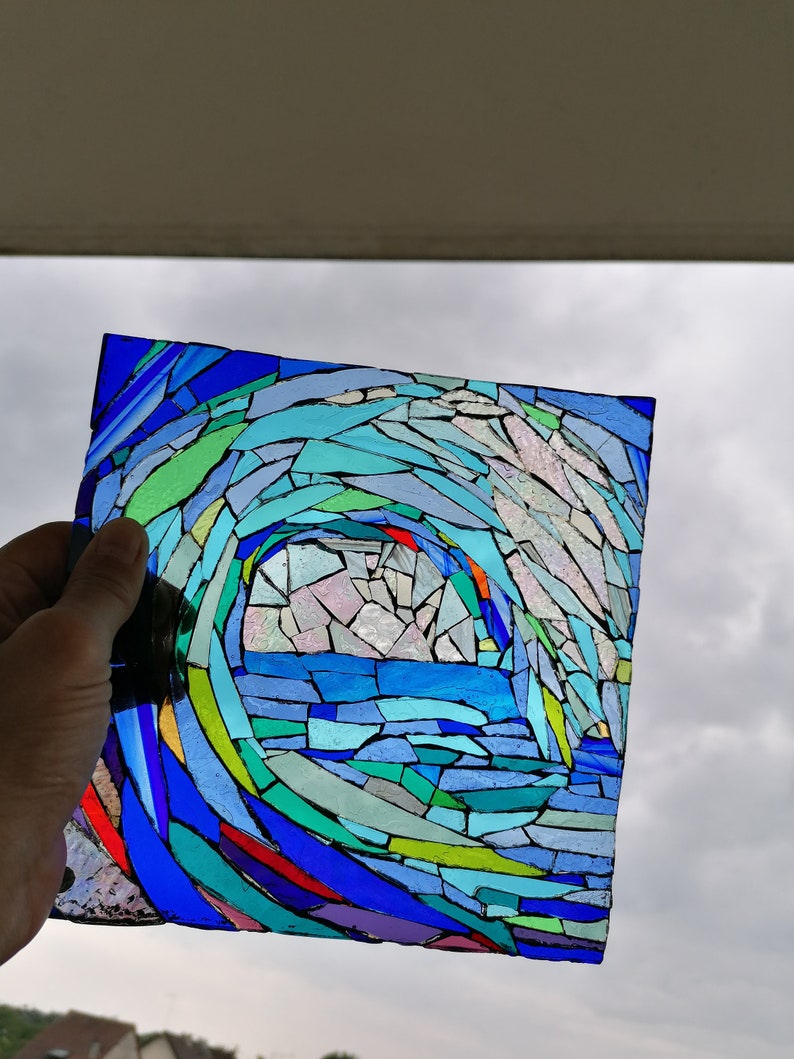 Tableau mosaïque vague transparent multicolore pour exposer sur le chevalet mosaïque image 6