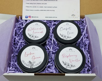 Scented Candle Gift Box, Customizable Gift Set, 4oz Tins, 100% Natural Soy Wax, Premium Fragrances, Handmade in Australia, Perfect gift