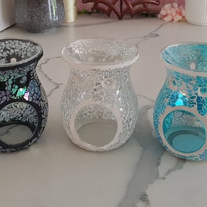 Mosaic Glass Tealight Burner, Wax Melt Warmer, Essential Oil Burner, Tealight Candle Holder, Soy Wax Melts, Perfect gift image 4
