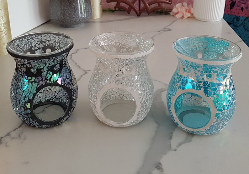 Mosaic Glass Tealight Burner, Wax Melt Warmer, Essential Oil Burner, Tealight Candle Holder, Soy Wax Melts, Perfect gift image 4