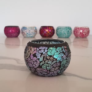 Mosaic Candle Holder, Decorative Tealight Holder, Soy Wax Tea Light Candles, Handmade mosaic, Perfect gift, Perfect for Home Decoration
