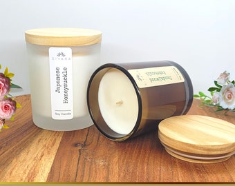 Scented Candles, 100% Natural Soy Wax,175g, 32+ hr Burn time, Wooden Lid & Box, Handmade in Australia, Premium Fragrances, Mother's Day Gift