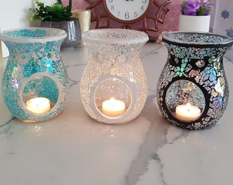 Mosaic Glass Tealight Burner, Wax Melt Warmer, Essential Oil Burner, Tealight Candle Holder, Soy Wax Melts, Perfect gift