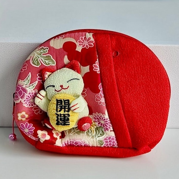 pochette pour chat japonais en tissu kimono Silk & Chirimen japonais.