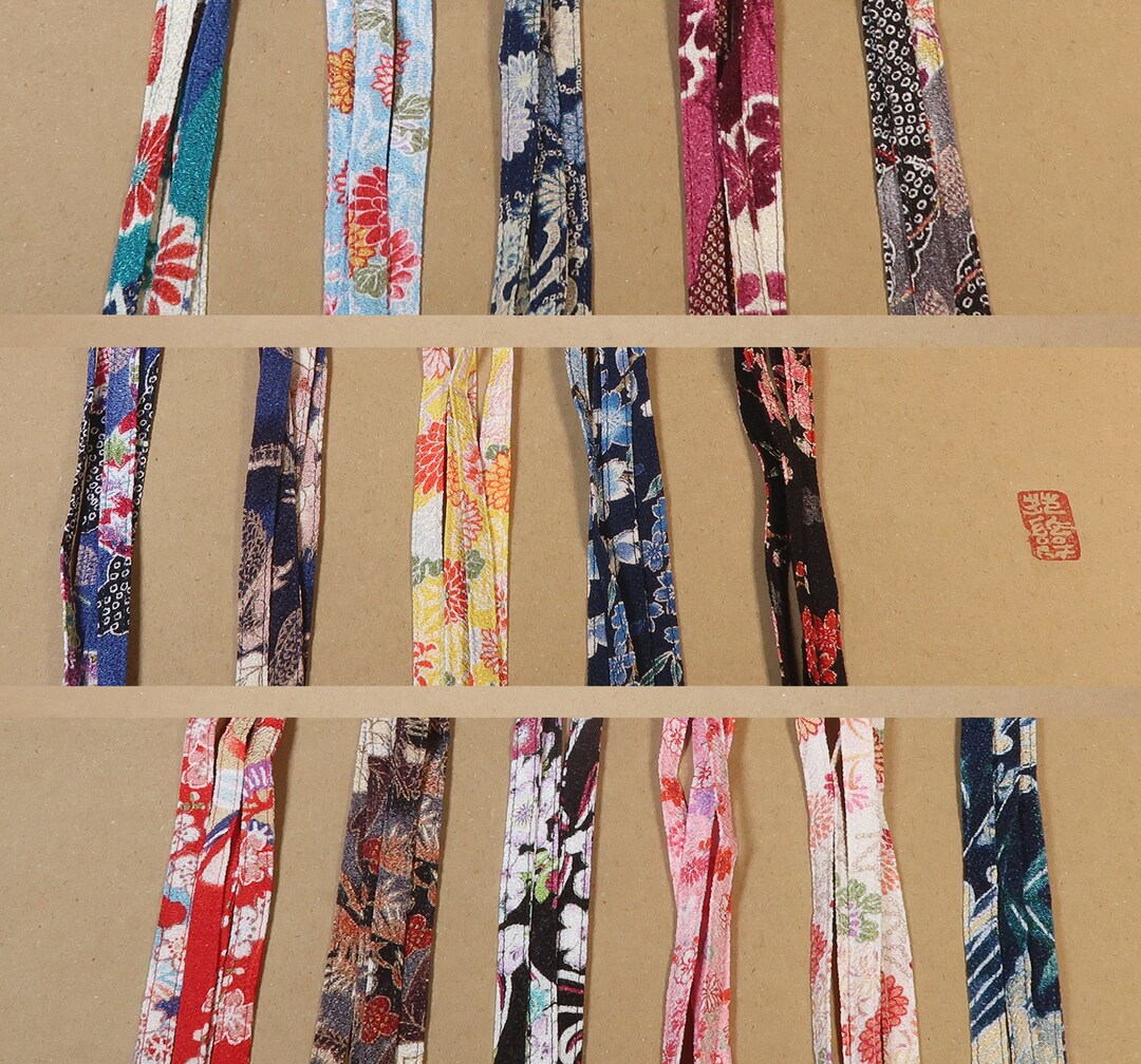 Japanese Shoelaces Made of Kimono Chirimen Fabric. Etsy