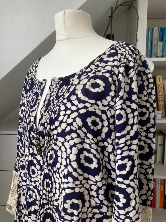 Vintage tunic/short dress in navy with crochet tr… - image 7