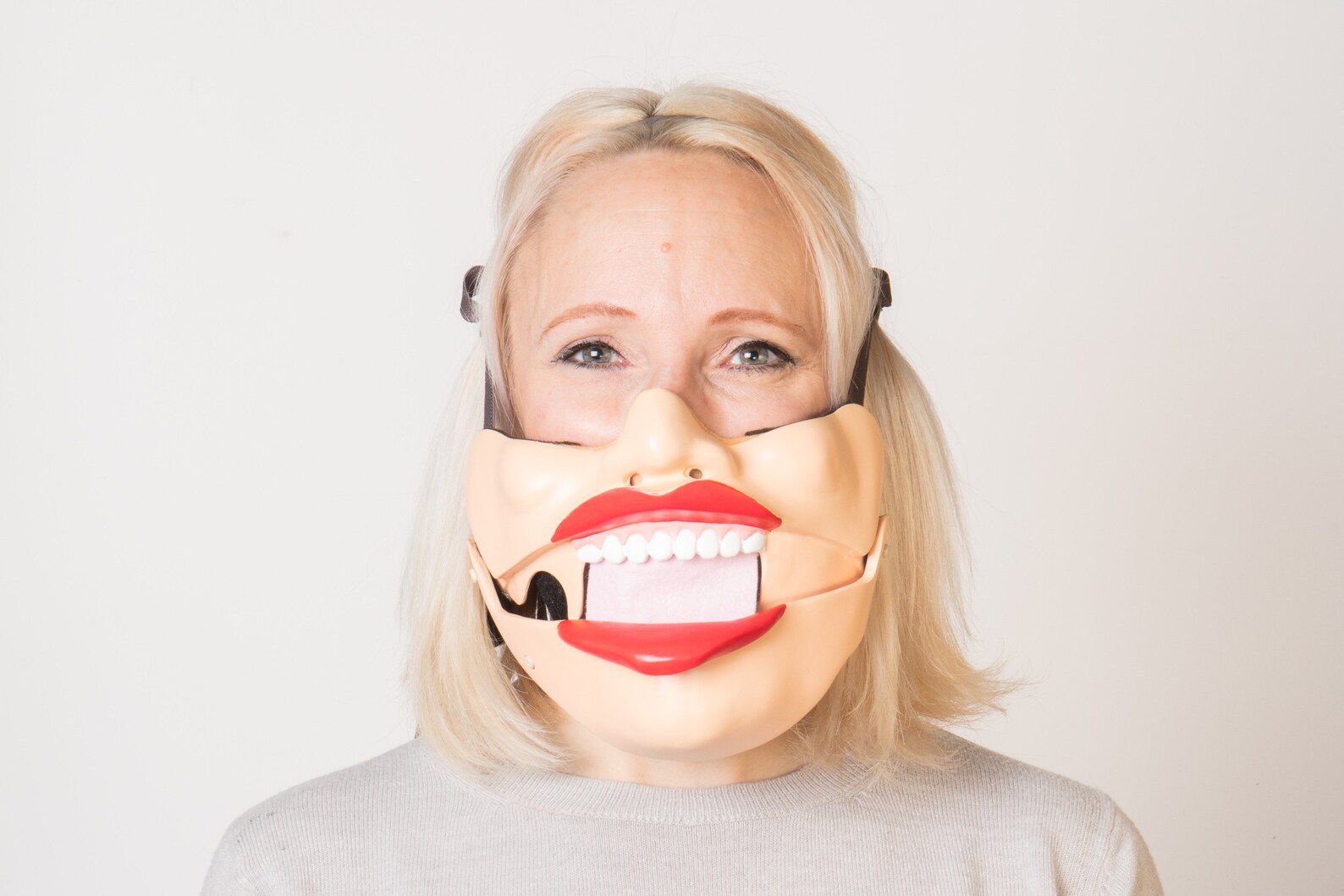Female Lush Lips Ventriloquist Halfface Comedy Mask Etsy