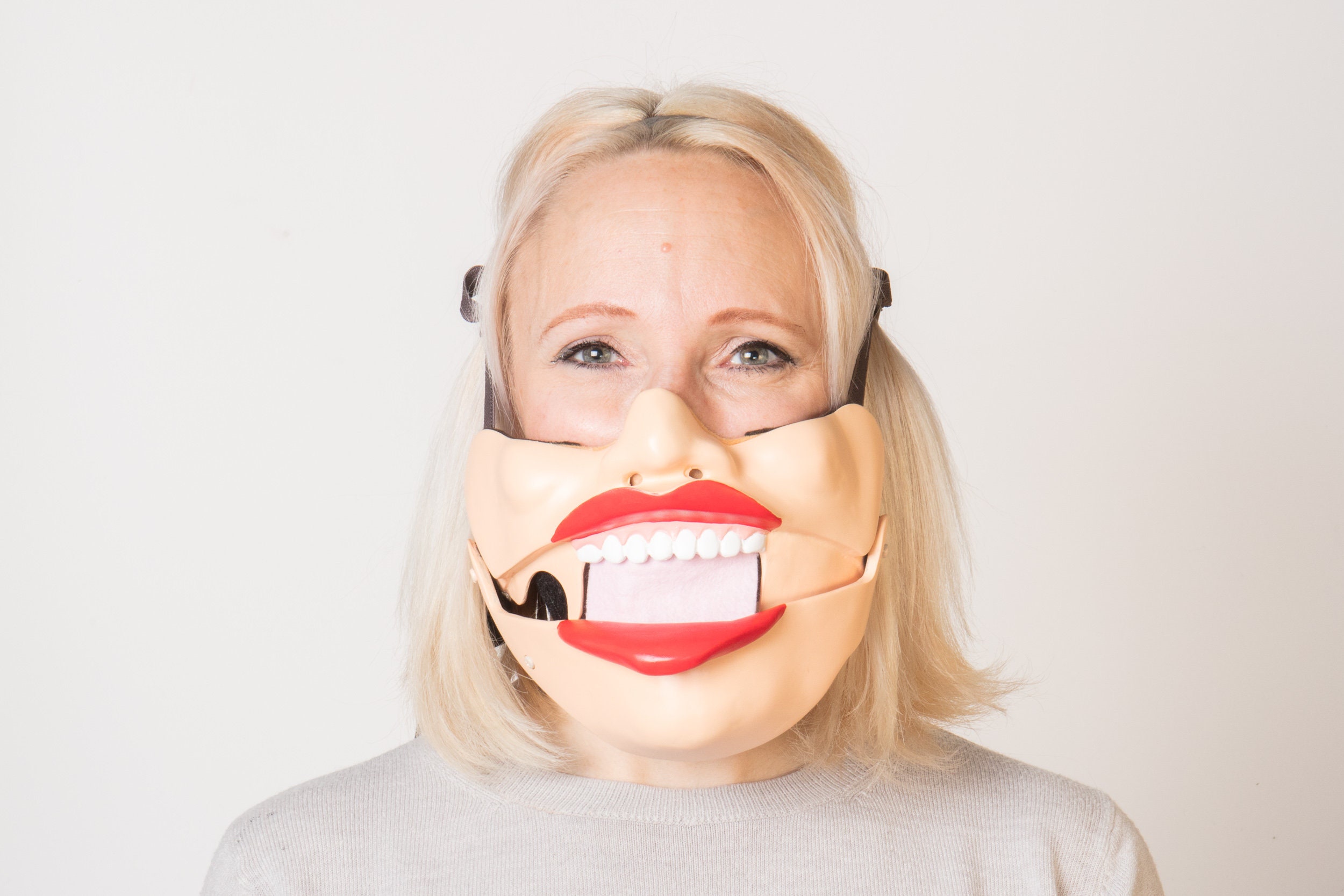 Female Lush Lips Ventriloquist Halfface Comedy Mask Etsy UK