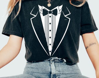 Comfort Colors Tuxedo T-Shirt: Funny Groomsmen Bachelor Party Tee