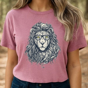 Lion Face T-Shirt, Majestic Lion Shirt, Lion Shirt, Animal Lover Shirt, Animal Tee, Sarcastic Shirt, Lion In Glasses Shirt, Funny Gift Idea