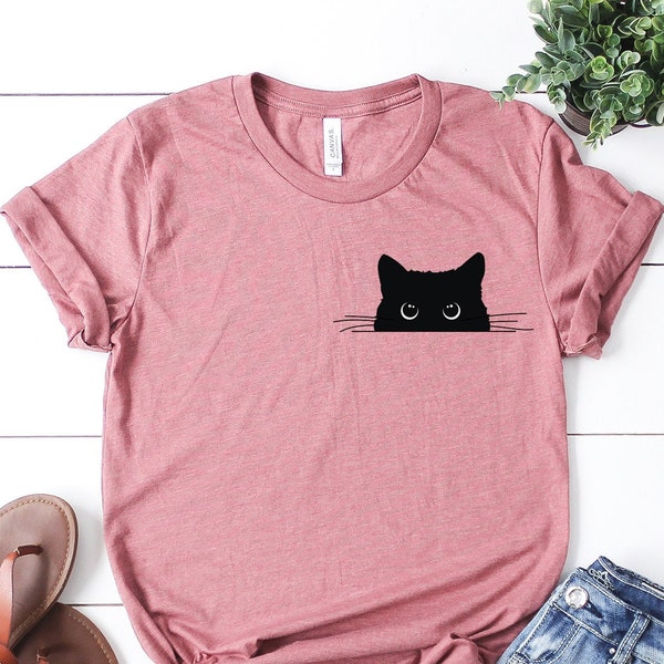 Black Cat T-Shirt, Black Cat Gifts, Cat Mom,  Cat T Shirt, Cute Kitty, Cat Halloween Shirt, Pet Shirt, Cat Shirt For Women,  Cat Shirt Women