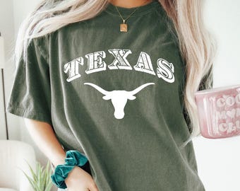 Comfort Colors Texas Longhorn T-Shirt, Western Graphic Tee