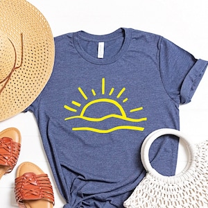 Sunrise Ocean T-Shirt, Mens Beach Shirt, Birthday Gift For Mom, Holiday Gift Shirt, Vacation Shirt, Nature Lover Shirt, V Neck T Shirt Women