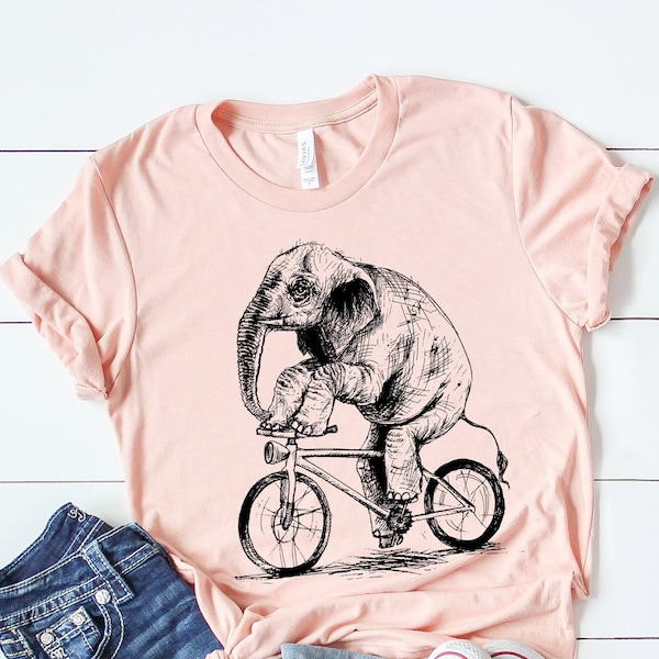 Biking Elephant T-Shirt, Funny White Elephant Gifts, Toddler Circus Shirt, Black White Elephant, White Elephant Gifts Family, Animal Shirt