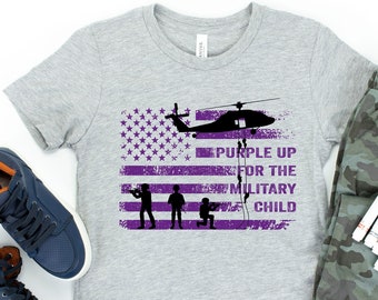 Purple Up Military Child T-Shirt: USA Flag, Army Kids Gift
