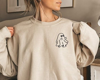 Ghost Middle Finger Sweatshirt/Hoodie, Halloween Ghost Sweatshirt Halloween Crewneck, Halloween Ghost Hoodie, Spooky Season, Funny Ghost Tee