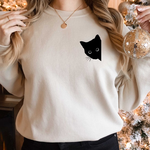 Black Cat Sweatshirt/Hoodie, Black Cat Gifts, Cat Mom,  Cat Sweatshirt, Cute Kitty, Cat Halloween Shirt, Pet Sweatshirt, Cat Shirt For Women