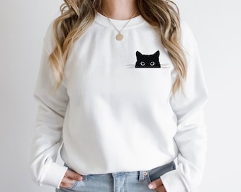 Black Cat Sweatshirt/Hoodie, Black Cat Gifts, Cat Mom,  Cat Sweatshirt, Cute Kitty, Cat Halloween Shirt, Pet Sweatshirt, Cat Shirt For Women