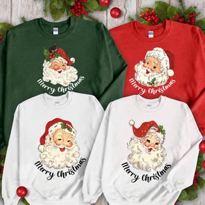 Retro Cheerful Santa Sweatshirt/Hoodie, Classic Christmas Santa, Vintage Santa Holiday Shirt, Santa Merry Christmas Shirt, Vintage Santa Tee