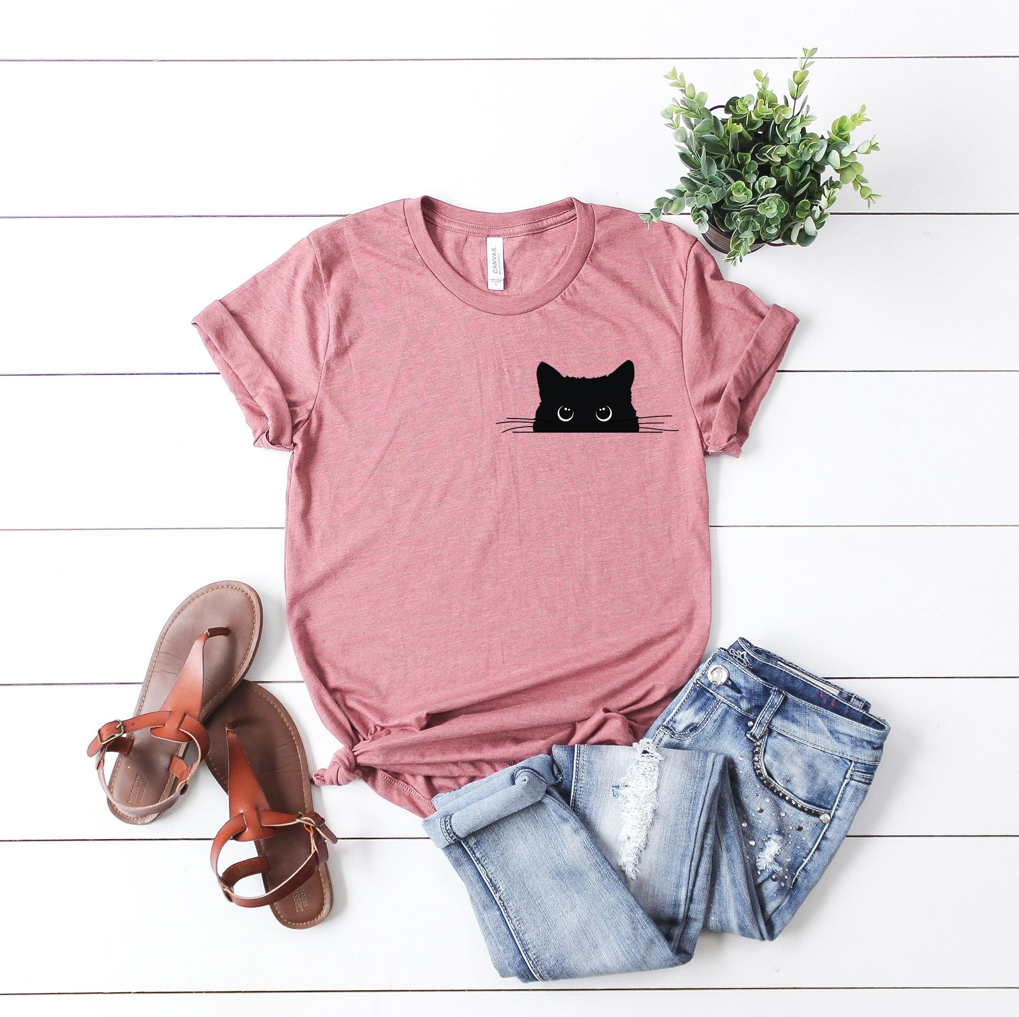 Black Cat T-Shirt, Black Cat Gifts, Cat Mom,  Cat T Shirt, Cute Kitty, Cat Halloween Shirt, Pet Shirt, Cat Shirt For Women,  Cat Shirt Women