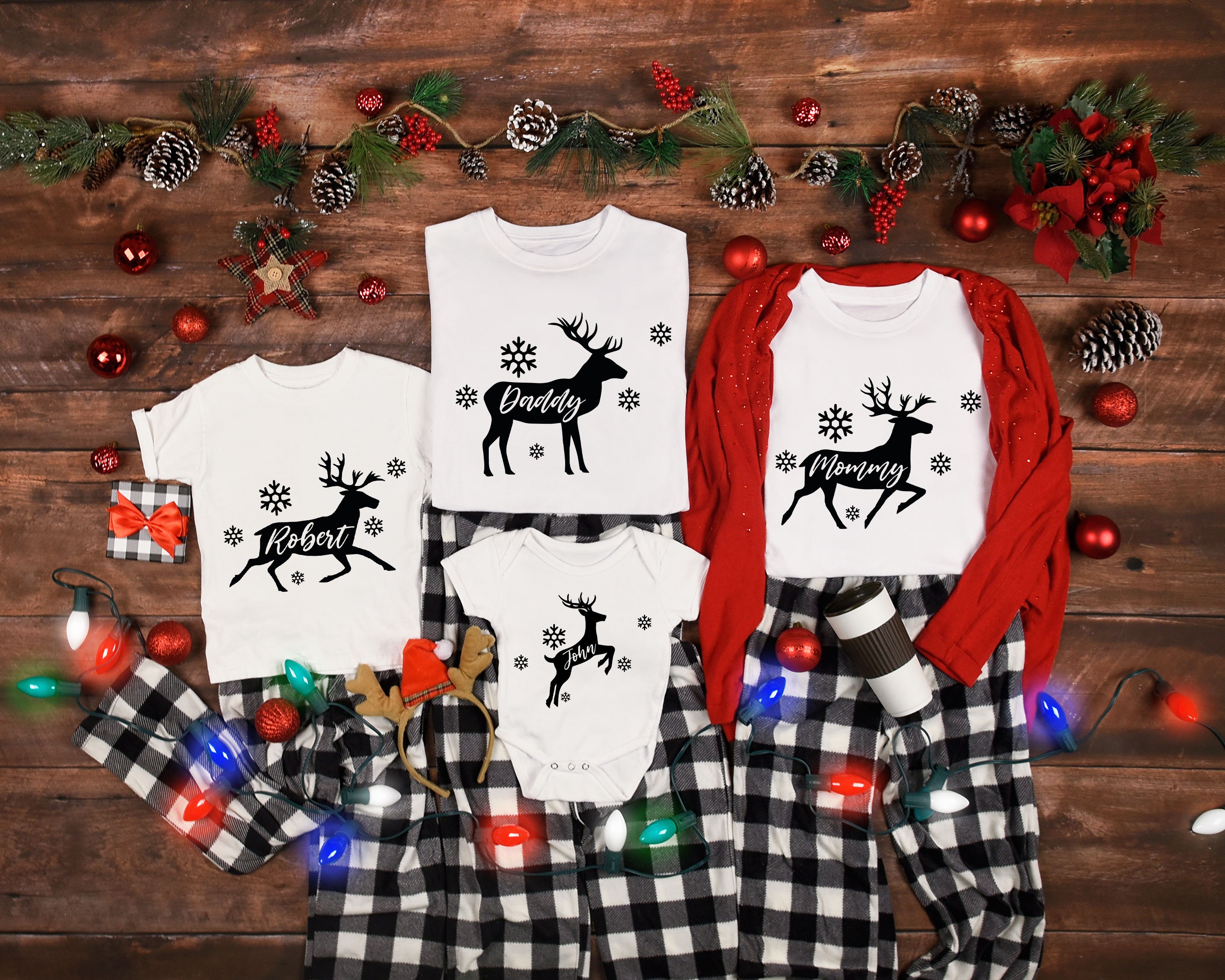 Personalized Reindeer Family T-Shirts,  Custom Christmas Shirt, Reindeer Names Shirt, Funny Christmas Shirt, Personalized Christmas T Shirts