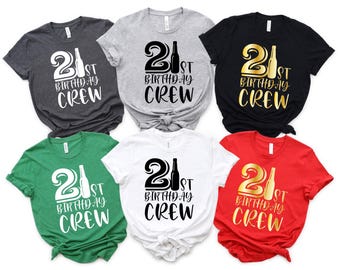 21st Birthday Crew T-Shirts: USA Printed Party Shirts
