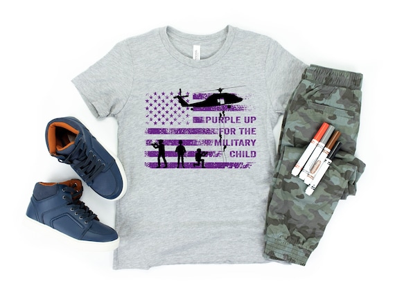 Purple Up Military Child T-Shirt: USA Flag, Army Kids Gift