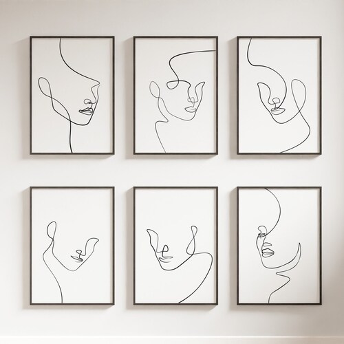 Abstract Line Art Set of 3 Prints Modern Sketch Print Etsy