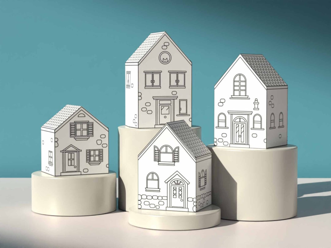 Paper Houses Set, Printable Paper Houses, DIY Activity Sheets, Instant ...