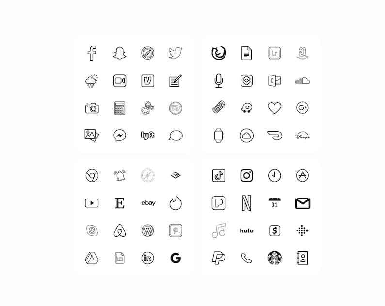 Minimalist App Covers Black & White Simple Aesthetic Etsy