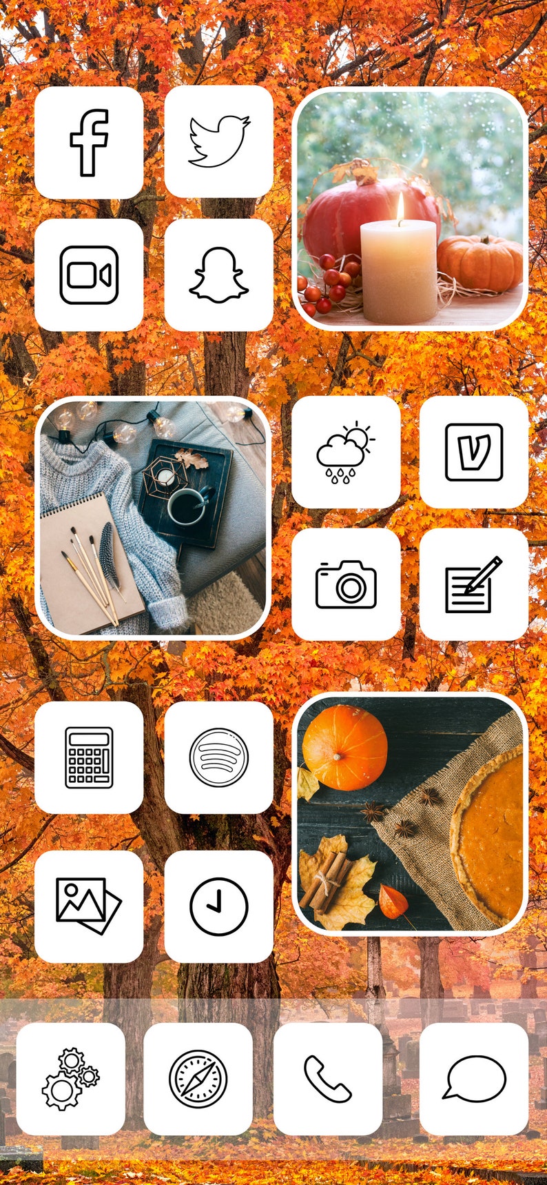 Minimalist App Covers Black & White Simple Aesthetic Etsy