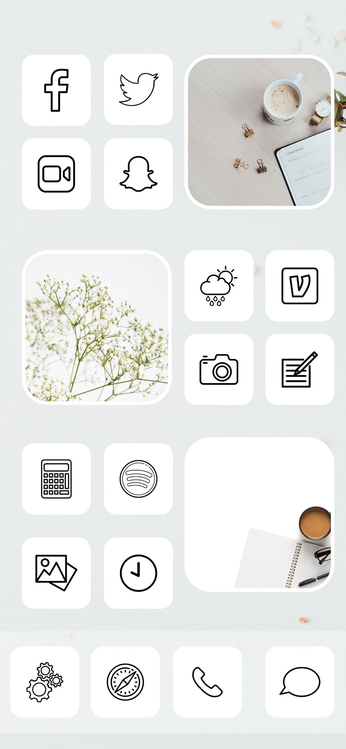 Minimalist App Covers Black & White Simple Aesthetic Etsy
