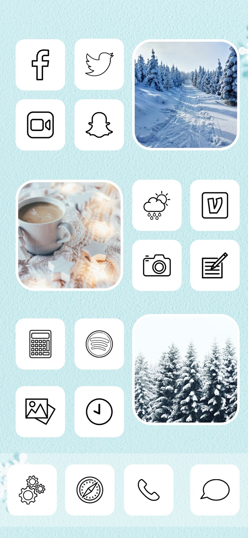 Minimalist App Covers Black & White Simple Aesthetic Etsy