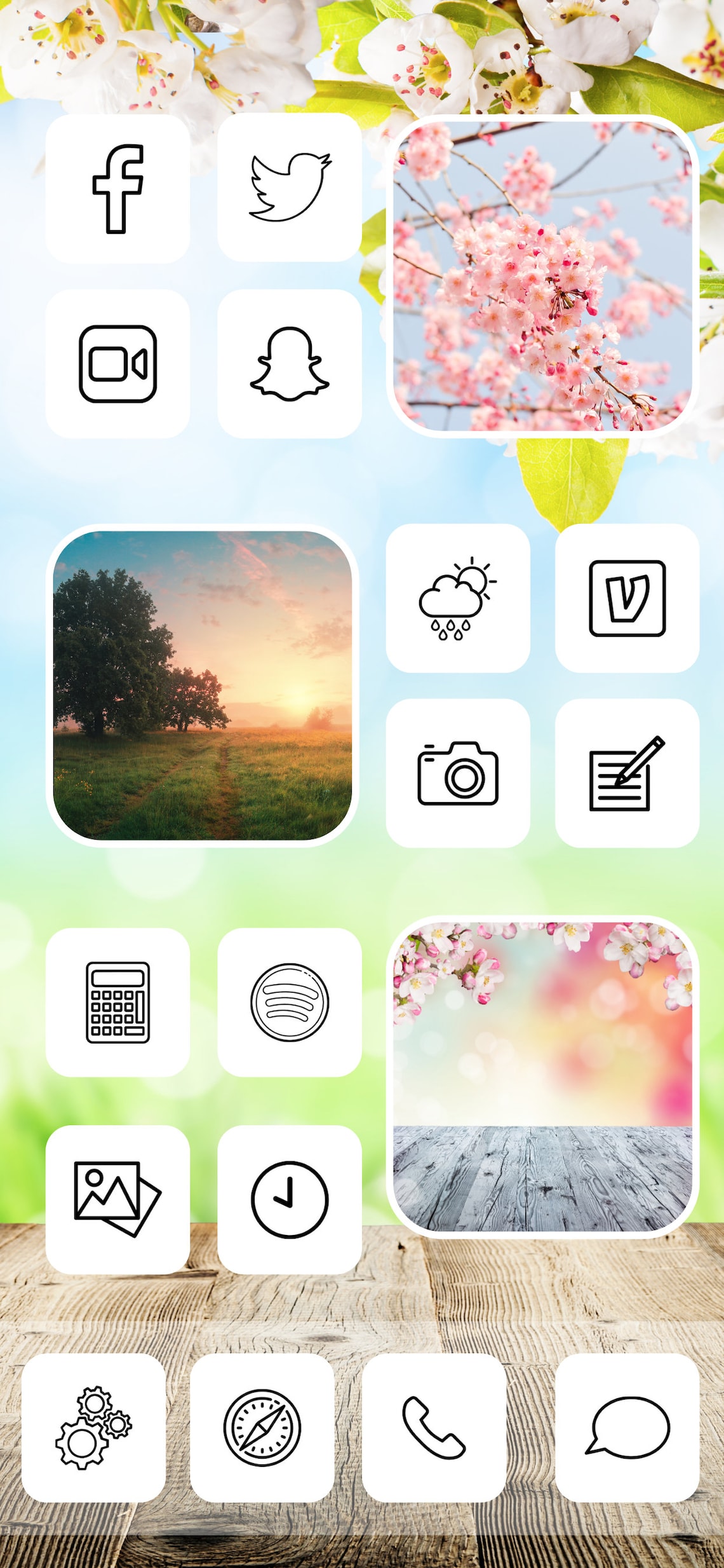 Minimalist App Covers Black & White Simple Aesthetic Etsy