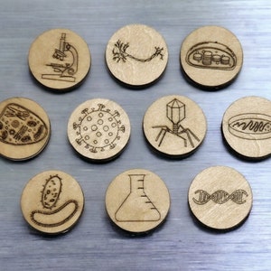 10 Biology 1.25" Wooden Fridge Magnets for Gift, Refrigerator Magnets, Decorative Desk Whiteboard Magnets