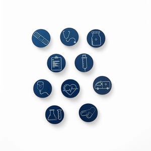 10 Hospital Themed 1.25&quot; Acrylic Round Fridge Magnets, Refrigerator Magnets, Decorative Desk Whiteboard Magnets