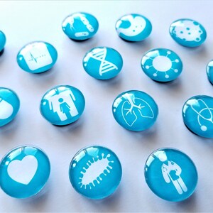 15 Medical Doctor 1&quot; Glass Fridge Magnets, Refrigerator Magnets, Decorative Desk Whiteboard Magnets, One Inch
