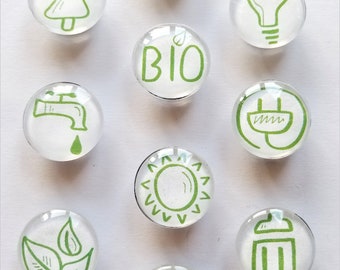 Green Energy Fridge Magnets, Eco Friendly, Set of 10