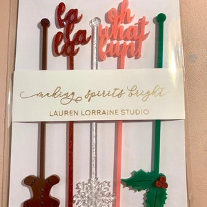 Christmas Drink Stirrers | Holiday Drink Stirrers | Festive Drink Stirrers | Cocktail Stirrers | Swizzle Sticks